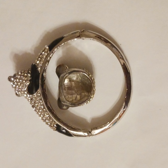 Panda Hinged Bracelet & RING Pave Black & WHITE Stainless Crystals Happy - Picture 4 of 7